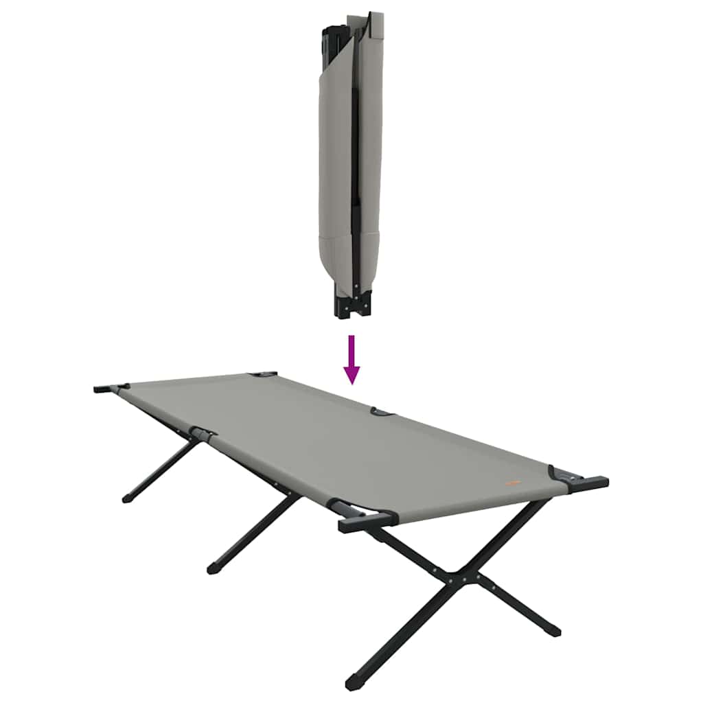 Cama de Camping Dobrável Manual 2 pcs Cinzeto Tecido Oxford