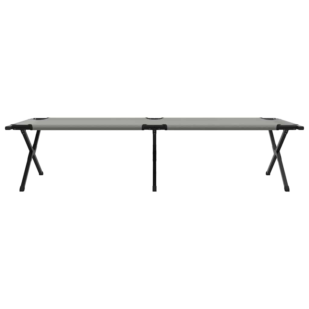 Cama de Camping Dobrável Manual 2 pcs Cinzeto Tecido Oxford