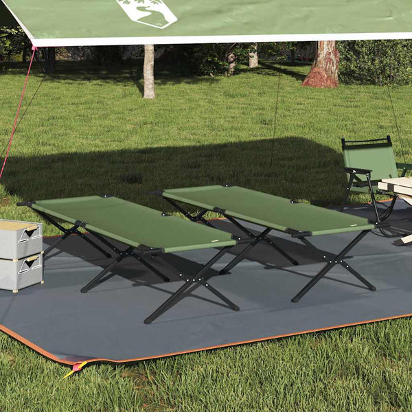 Cama de Camping Dobrável Manual 2 pcs Amy amarelo Tecido Oxford