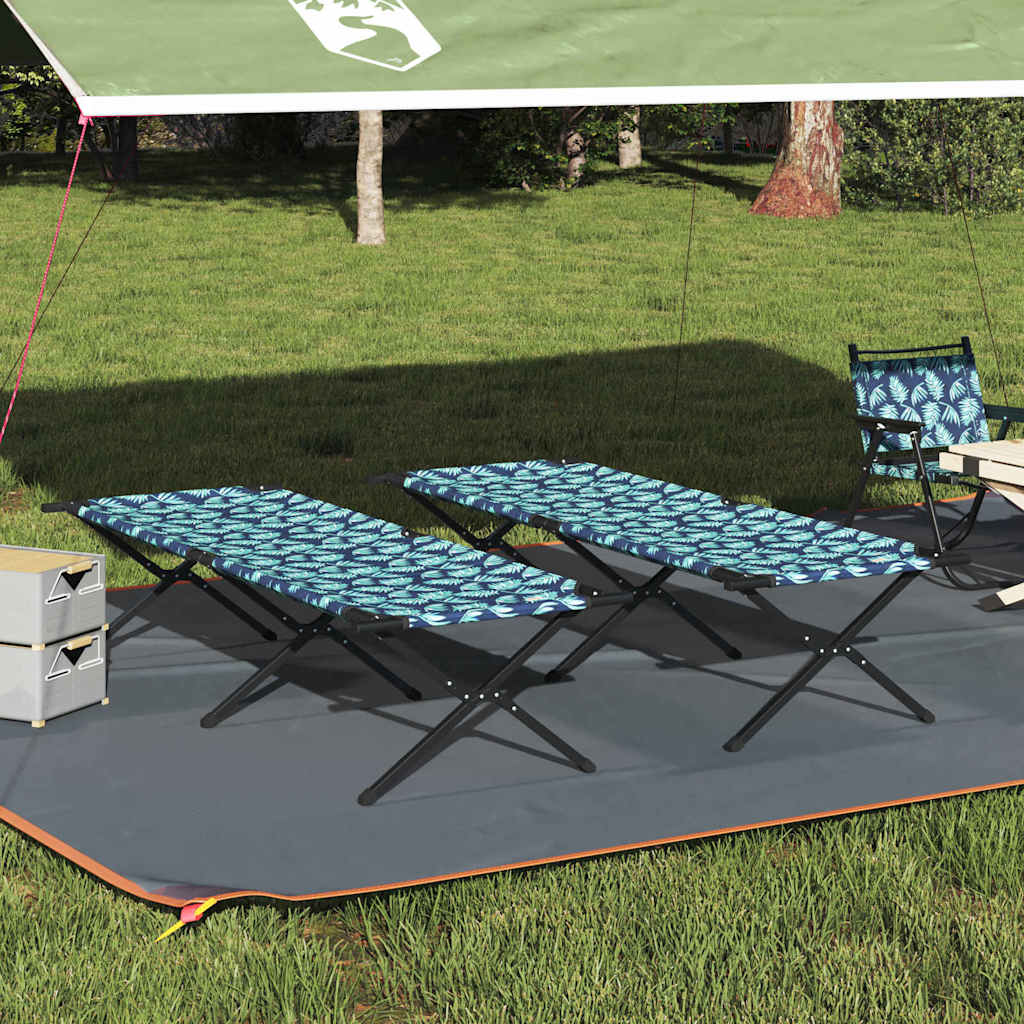 Cama de Camping Dobrável 2 pcs Padrão de folhas Tecido Oxford