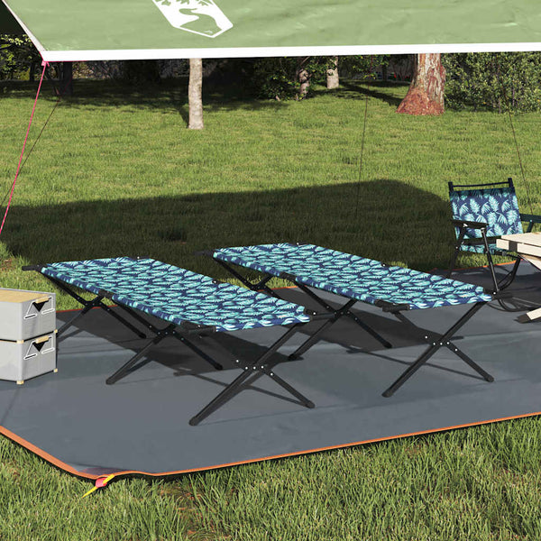 Cama de Camping Dobrável 2 pcs Padrão de folhas Tecido Oxford
