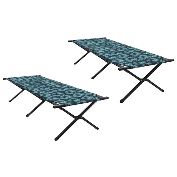Cama de Camping Dobrável 2 pcs Padrão de folhas Tecido Oxford