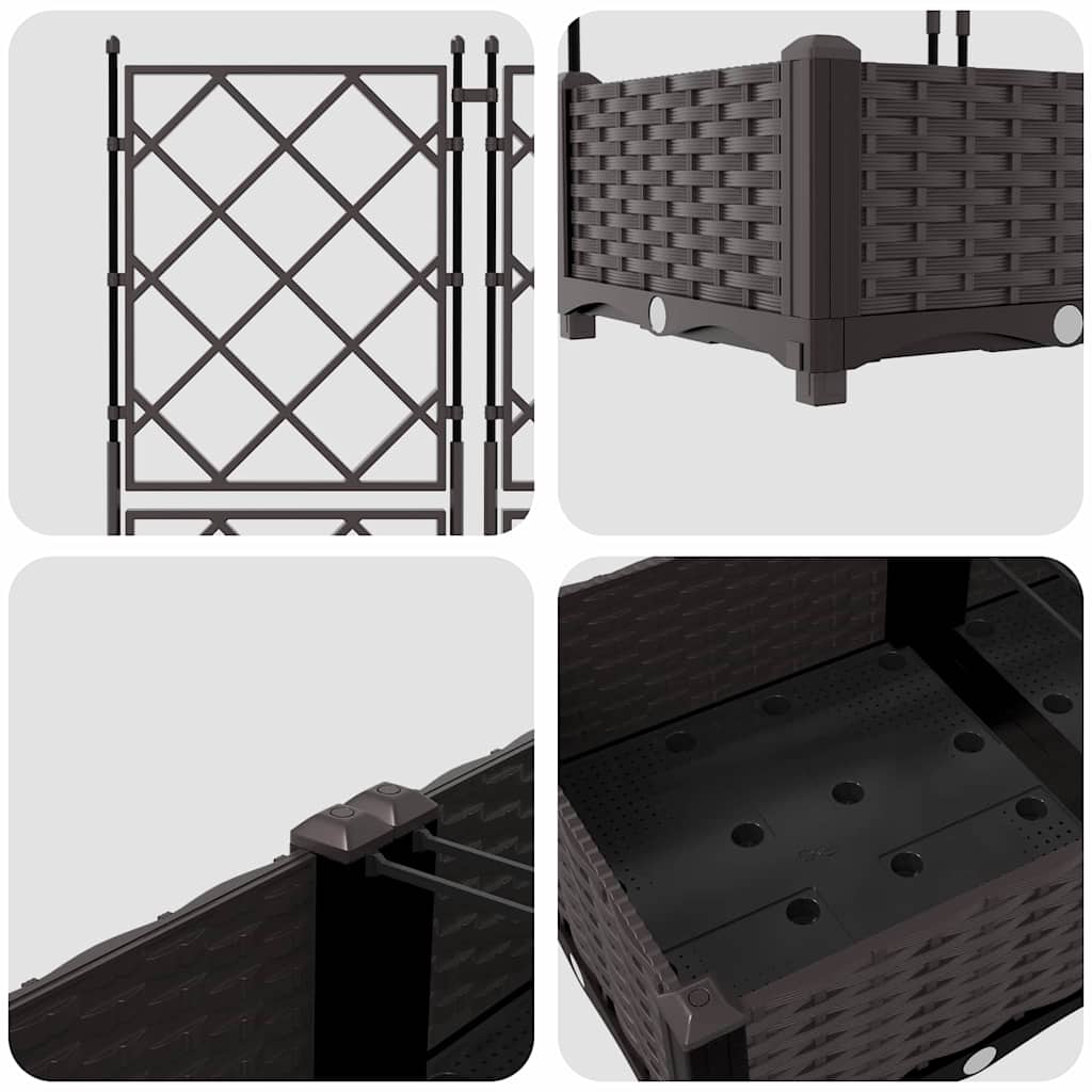 Jardineira com Treliça 5 pcs Castanho 120 x 120 x 125.5 cm PP