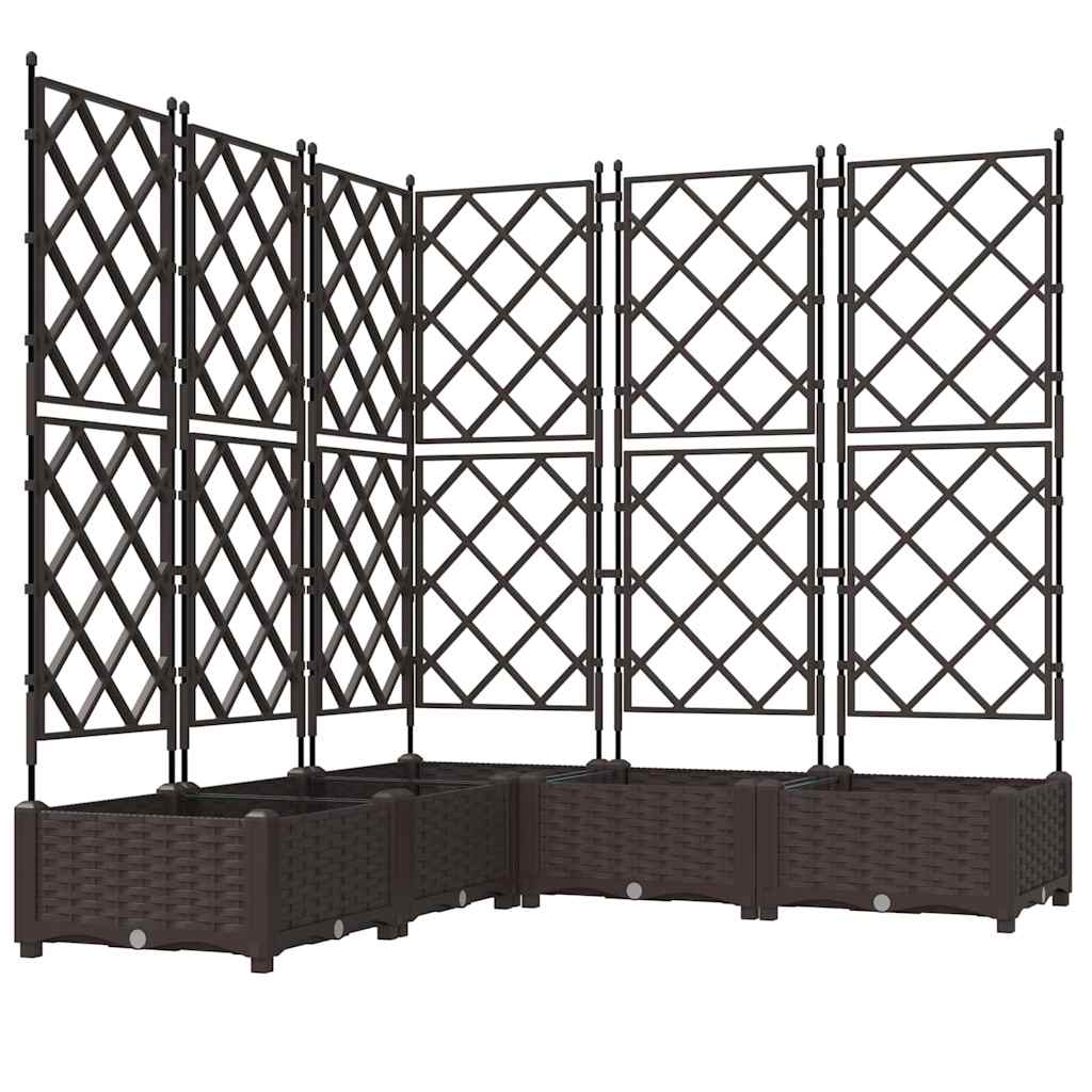 Jardineira com Treliça 5 pcs Castanho 120 x 120 x 125.5 cm PP