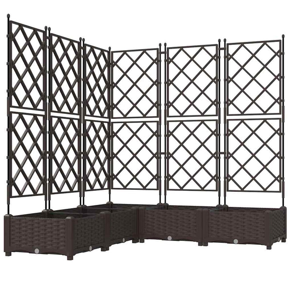 Jardineira com Treliça 5 pcs Castanho 120 x 120 x 125.5 cm PP