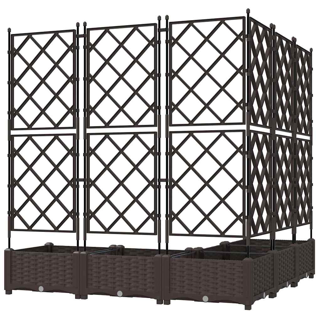 Jardineira com Treliça 5 pcs Castanho 120 x 120 x 125.5 cm PP