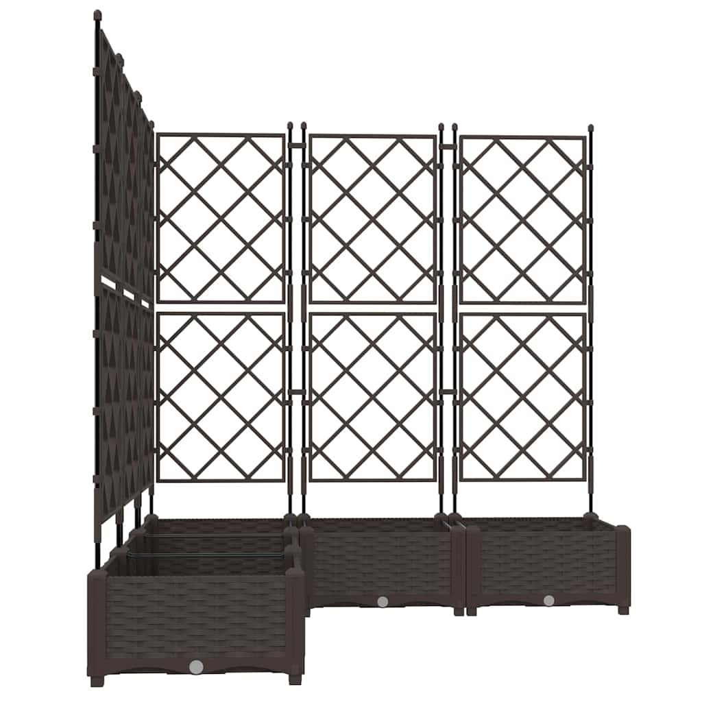 Jardineira com Treliça 5 pcs Castanho 120 x 120 x 125.5 cm PP