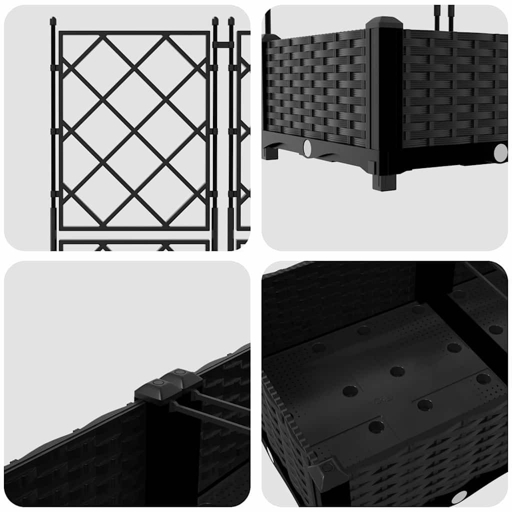 Jardineira com Treliça 5 pcs Preto 120 x 120 x 125.5 cm PP