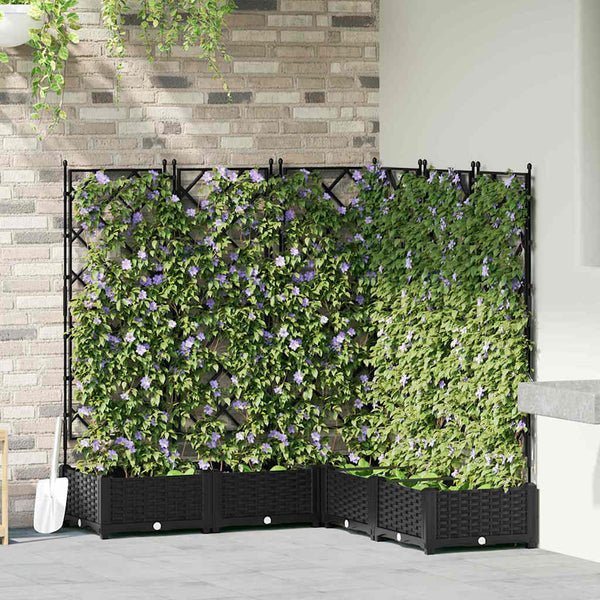 Jardineira com Treliça 5 pcs Preto 120 x 120 x 125.5 cm PP