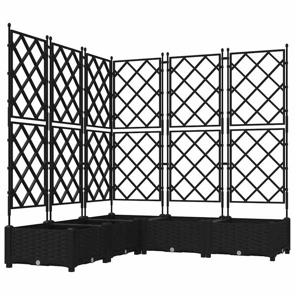 Jardineira com Treliça 5 pcs Preto 120 x 120 x 125.5 cm PP