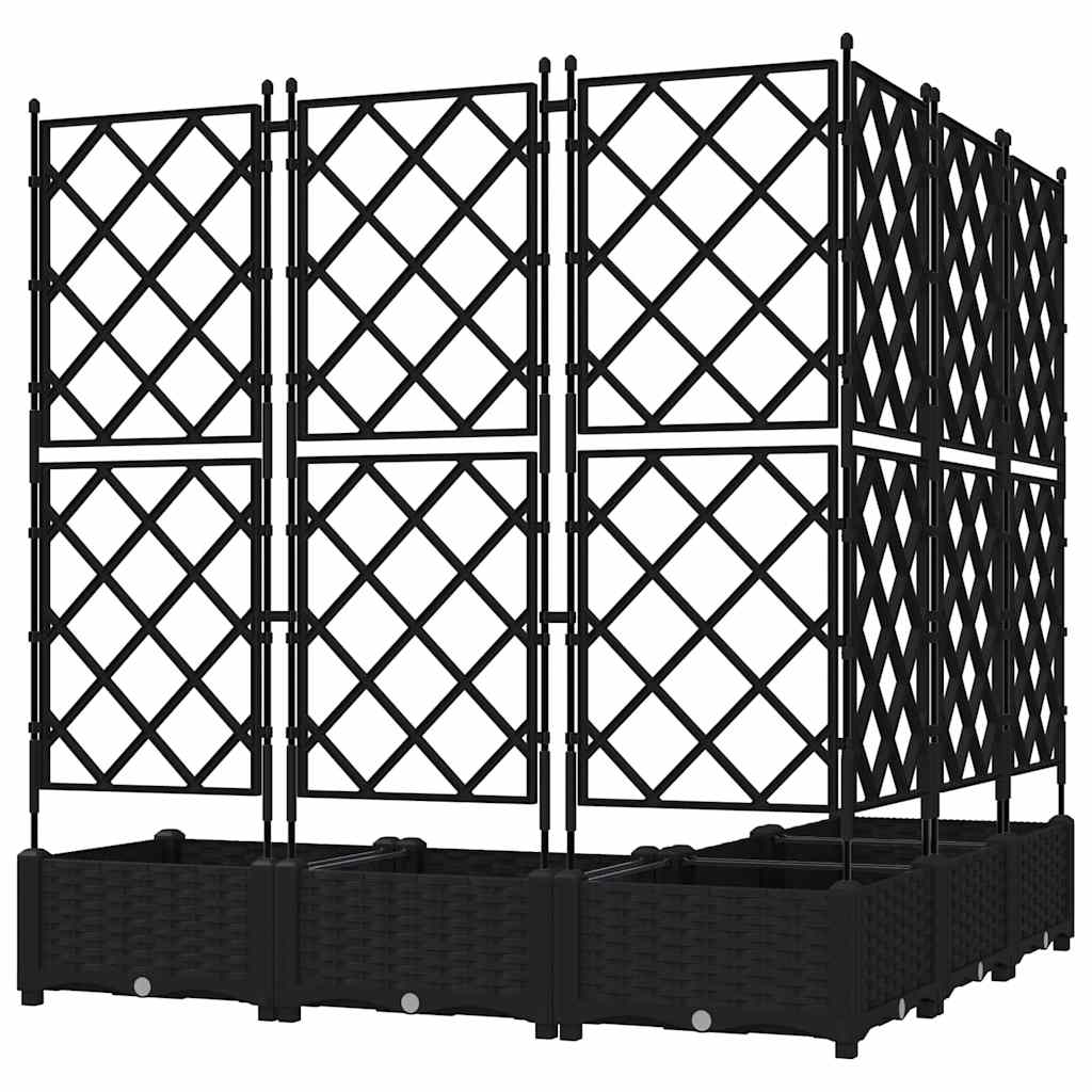 Jardineira com Treliça 5 pcs Preto 120 x 120 x 125.5 cm PP