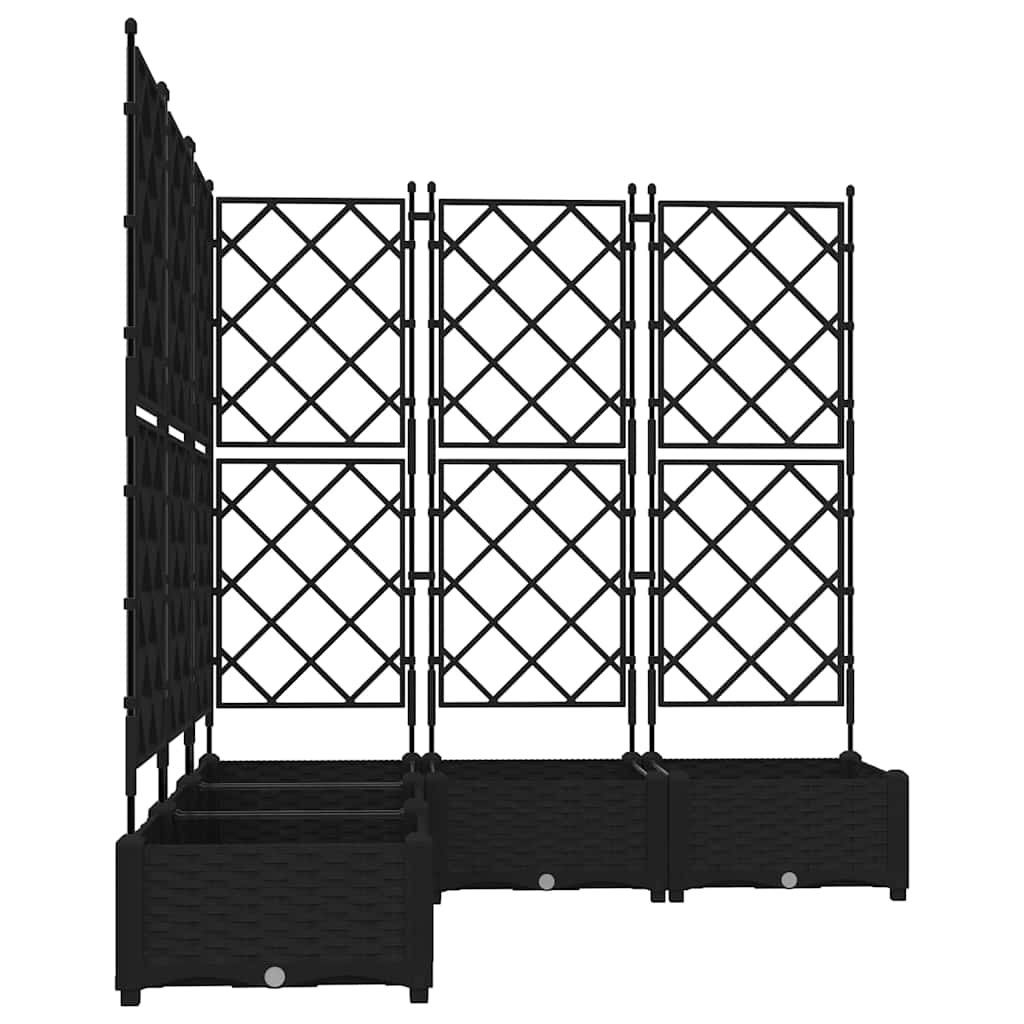 Jardineira com Treliça 5 pcs Preto 120 x 120 x 125.5 cm PP