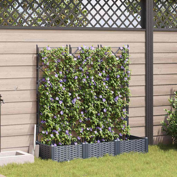 Jardineira com Treliça 3 pcs Cinzeto 120 x 40 x 125.5 cm PP