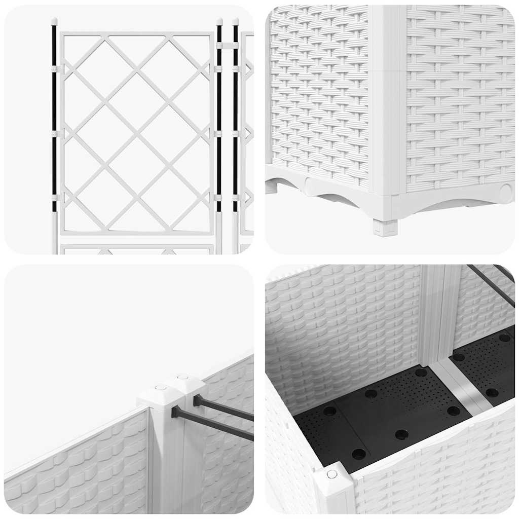Jardineira com Treliça 3 pcs Branco 120 x 40 x 143 cm PP