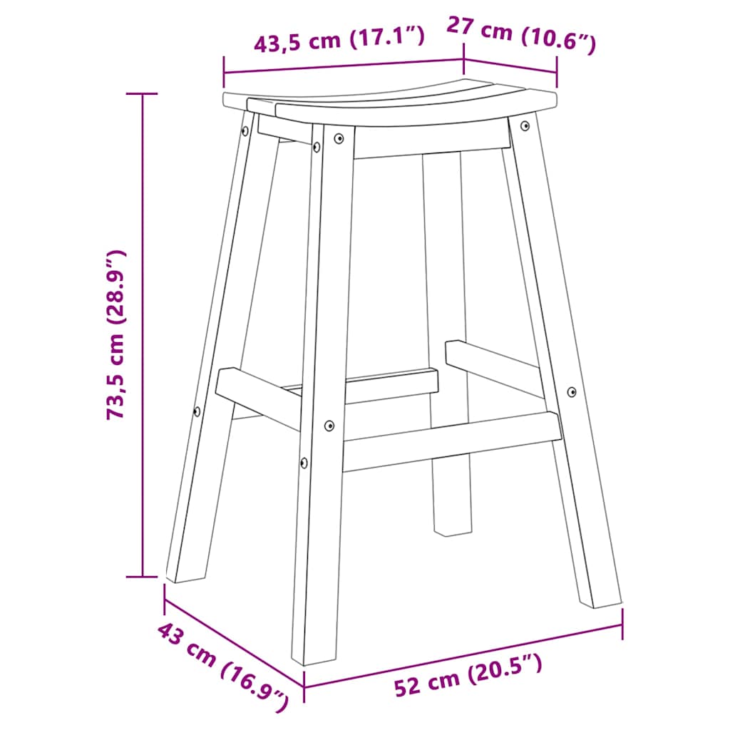 Banco de bar 2 pcs Branco 52 x 43 x 73.5cm Plástico