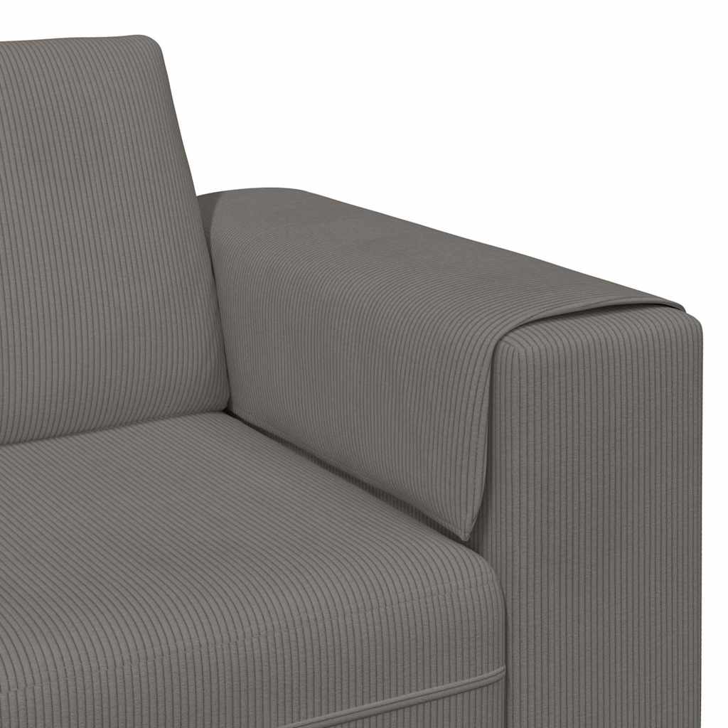 Sofá de Tecido Cinzento-claro 208 cm Tecido de veludo côtelé