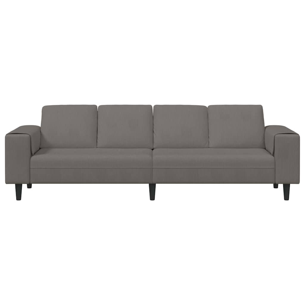 Sofá de Tecido Cinzento-claro 208 cm Tecido de veludo côtelé