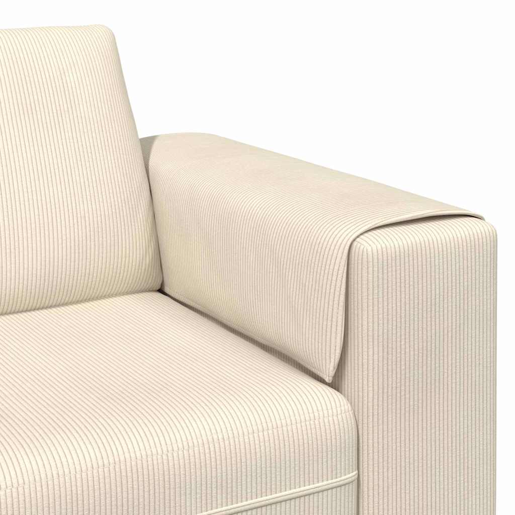 Sofá de Tecido com almofada Creme 208 cm Tecido de veludo côtelé