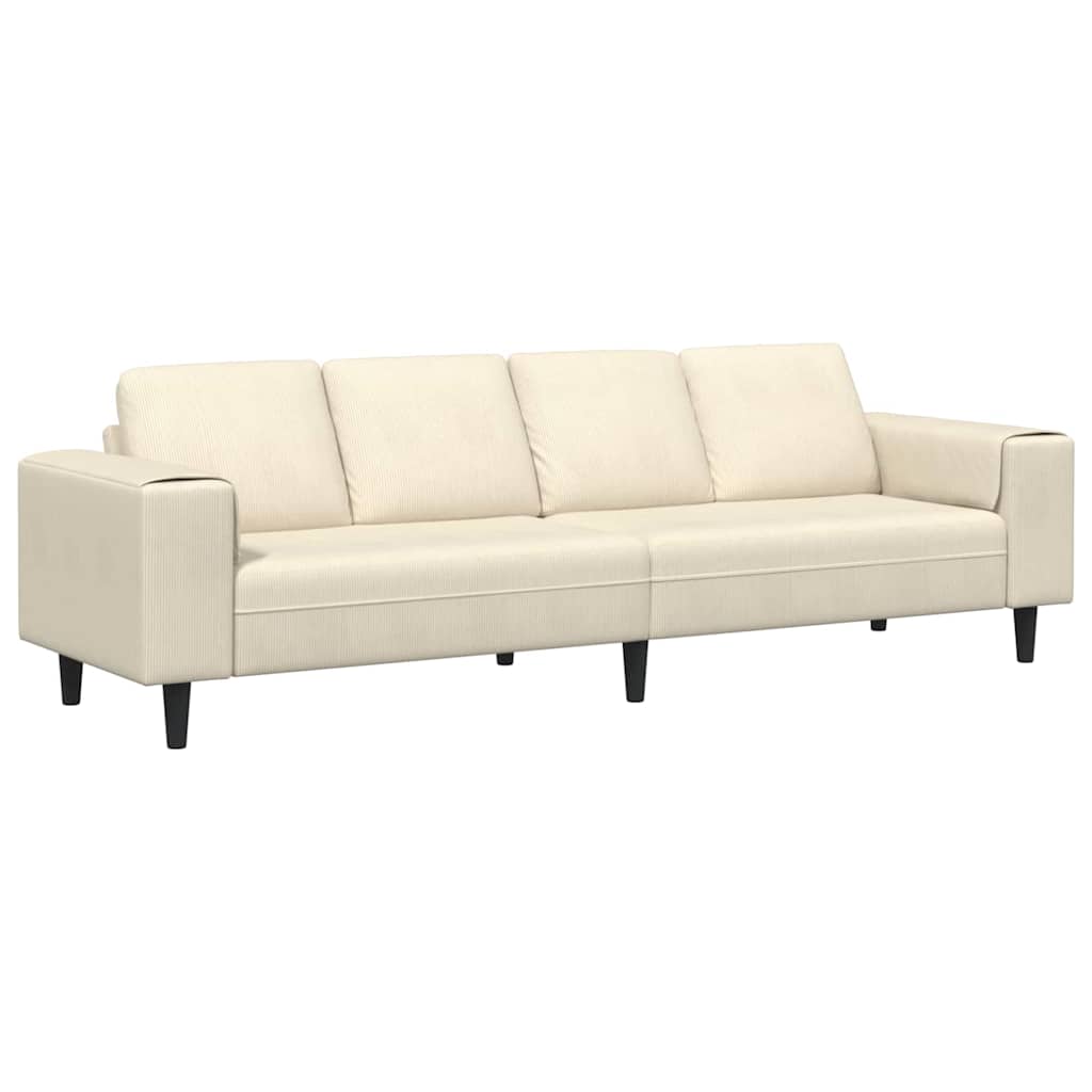 Sofá de Tecido com almofada Creme 208 cm Tecido de veludo côtelé