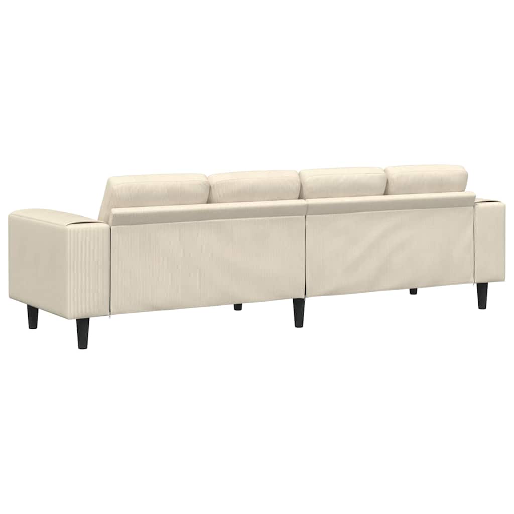 Sofá de Tecido com almofada Creme 208 cm Tecido de veludo côtelé
