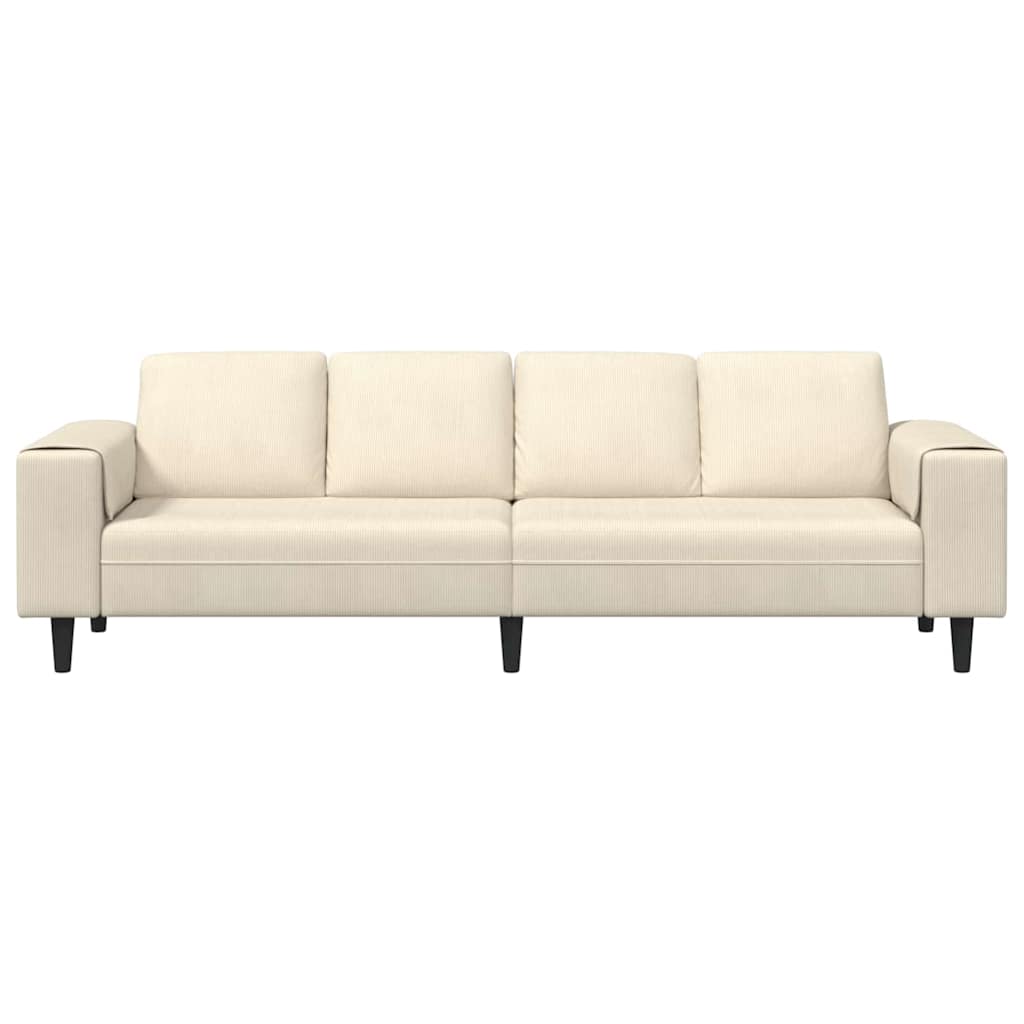 Sofá de Tecido com almofada Creme 208 cm Tecido de veludo côtelé