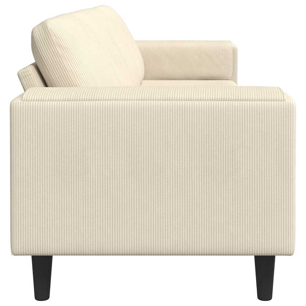 Sofá de Tecido com almofada Creme 208 cm Tecido de veludo côtelé