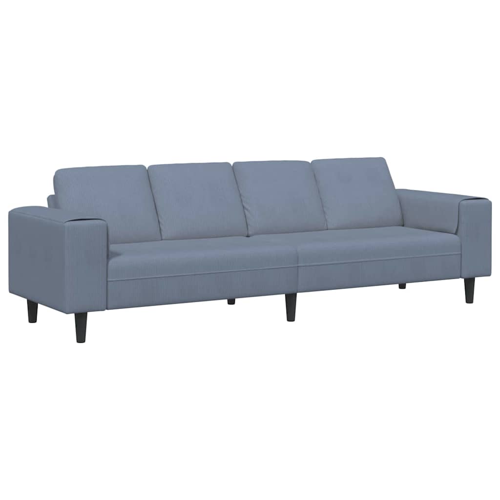 Sofá de Tecido com almofada Azul 208 cm Tecido de veludo côtelé