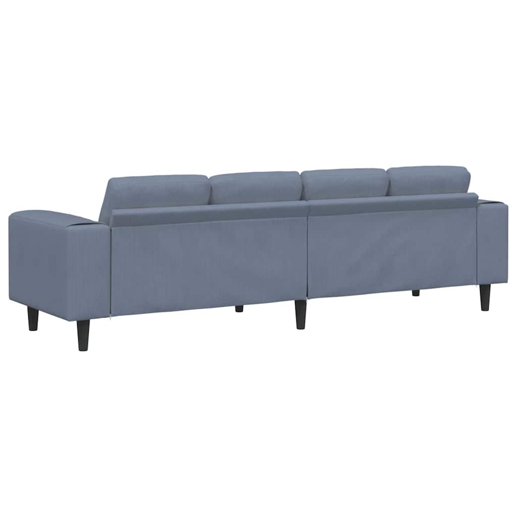 Sofá de Tecido com almofada Azul 208 cm Tecido de veludo côtelé