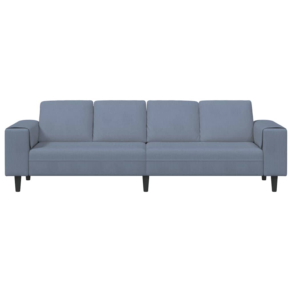 Sofá de Tecido com almofada Azul 208 cm Tecido de veludo côtelé
