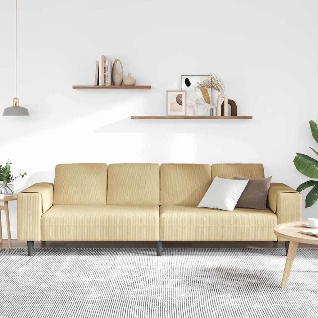 Sofá de Tecido Cinza Verde 208 cm Tecido de veludo côtelé