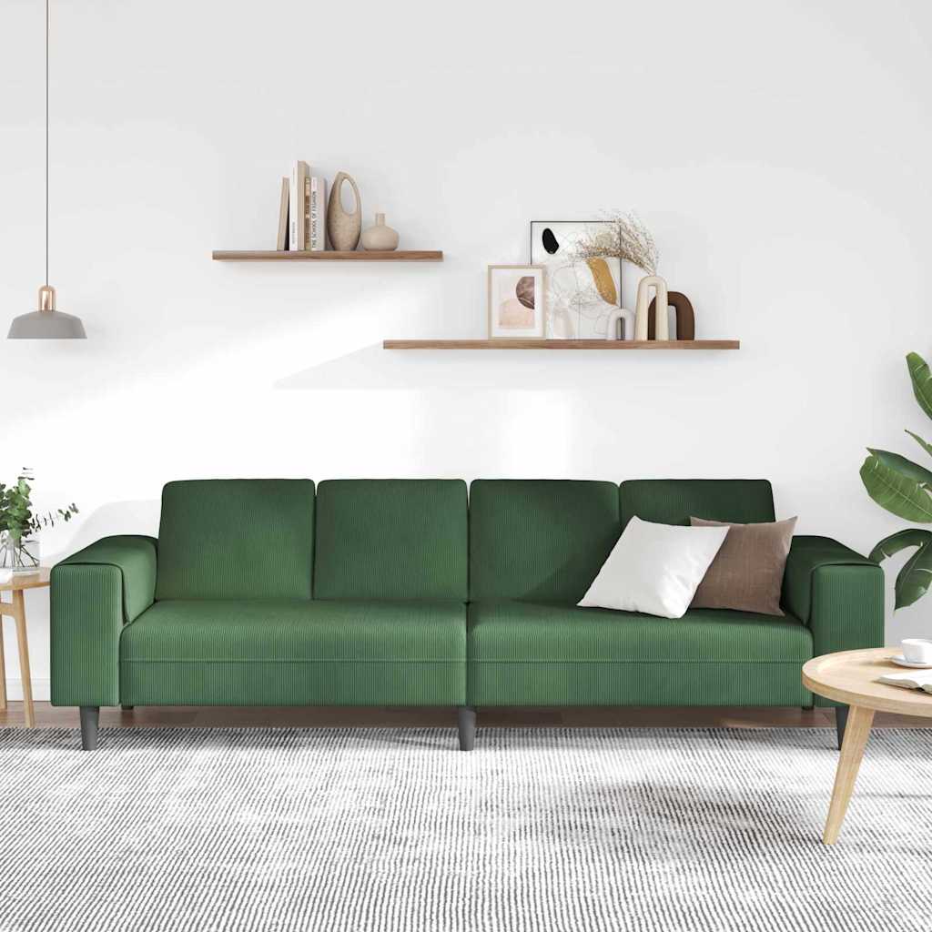 Sofá de Tecido Verde Escuro 208 cm Tecido de veludo côtelé