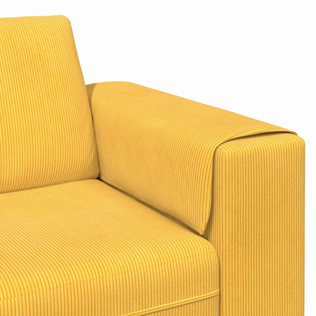 Sofá de Tecido com almofada Amarelo Claro Tecido de veludo côtelé