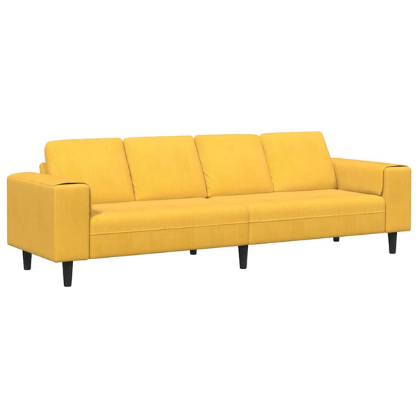Sofá de Tecido com almofada Amarelo Claro Tecido de veludo côtelé