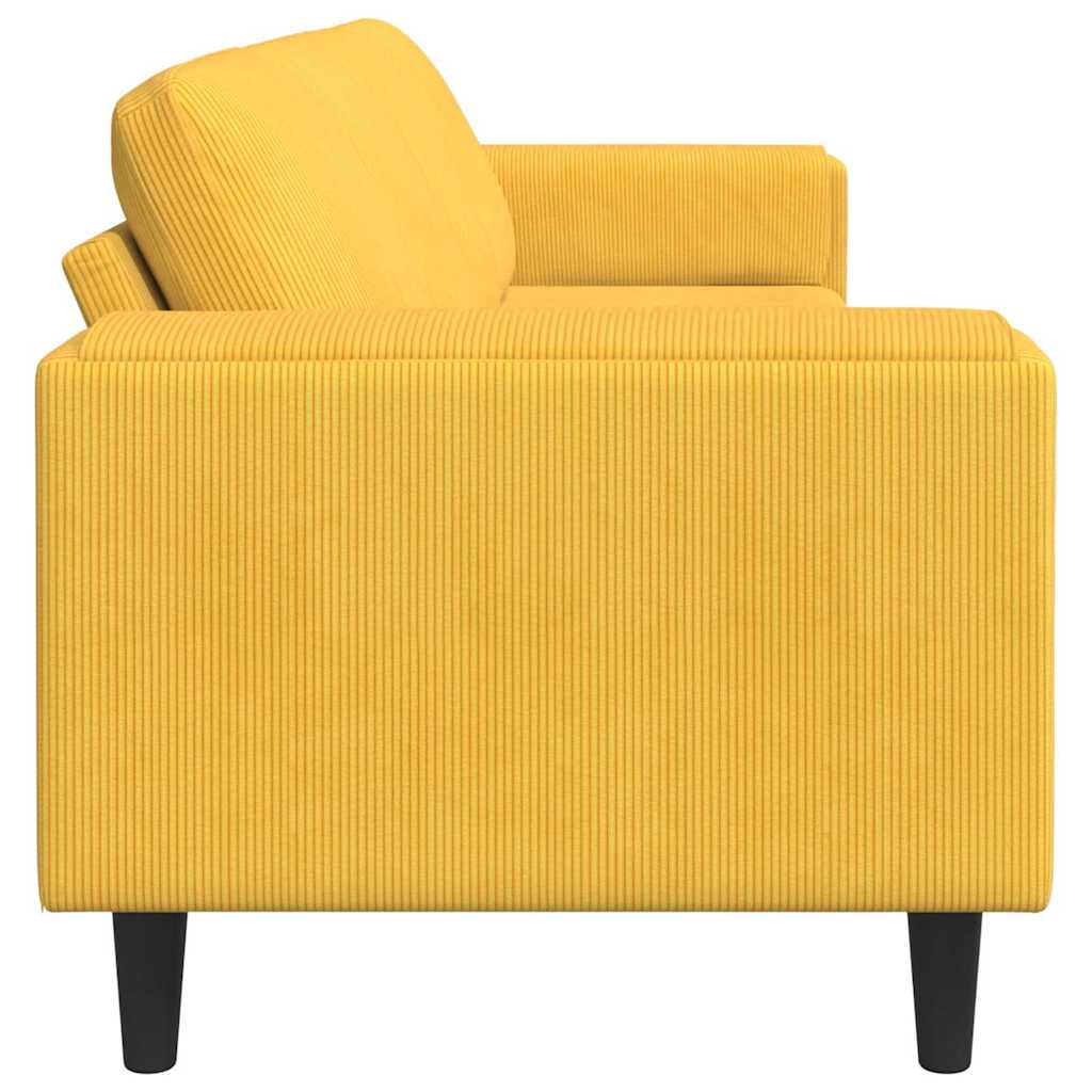 Sofá de Tecido com almofada Amarelo Claro Tecido de veludo côtelé