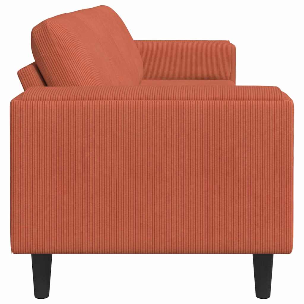 Sofá de Tecido com almofada Laranja Vermelho Tecido de veludo côtelé