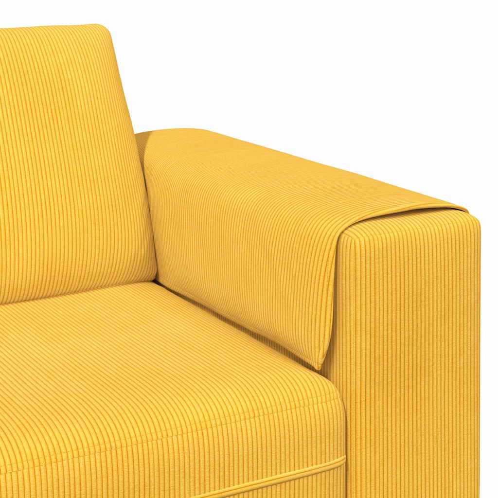 Sofá de Tecido Amarelo Claro Tecido de veludo côtelé