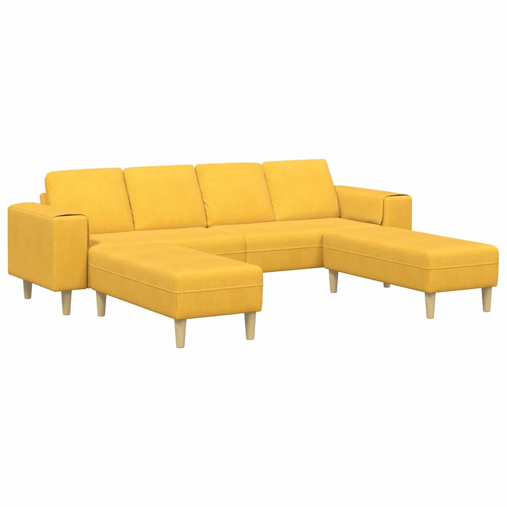 Sofá de Tecido Amarelo Claro Tecido de veludo côtelé