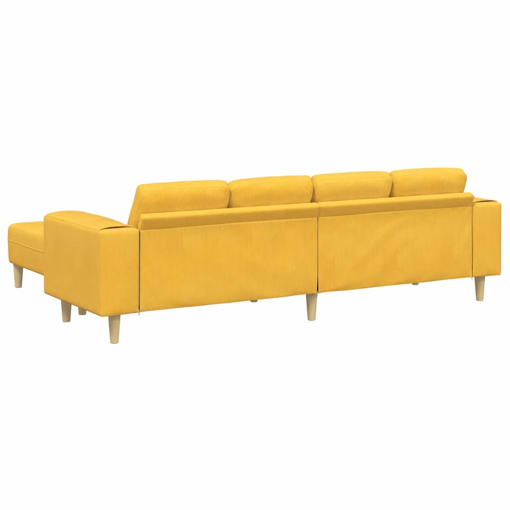 Sofá de Tecido Amarelo Claro Tecido de veludo côtelé
