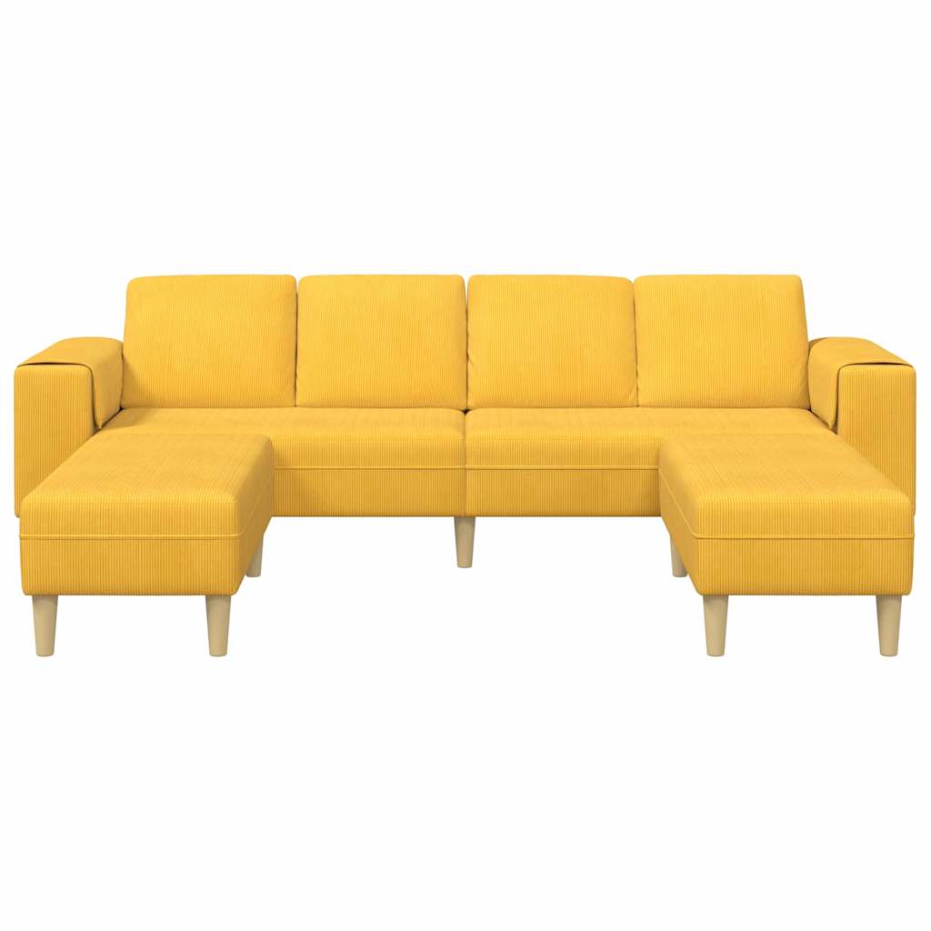 Sofá de Tecido Amarelo Claro Tecido de veludo côtelé