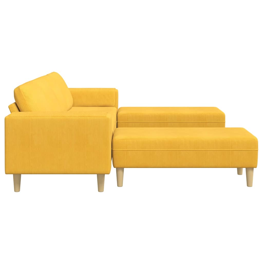 Sofá de Tecido Amarelo Claro Tecido de veludo côtelé