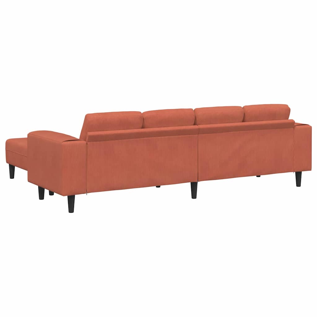 Sofá de Tecido Laranja Vermelho 208 cm Tecido de veludo côtelé