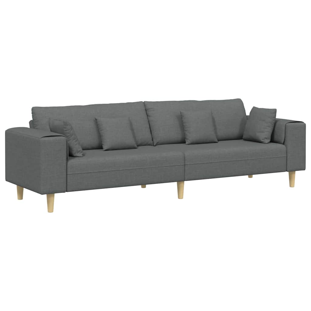 Sofá de Tecido com almofada Cinza Escuro 208 cm tecido