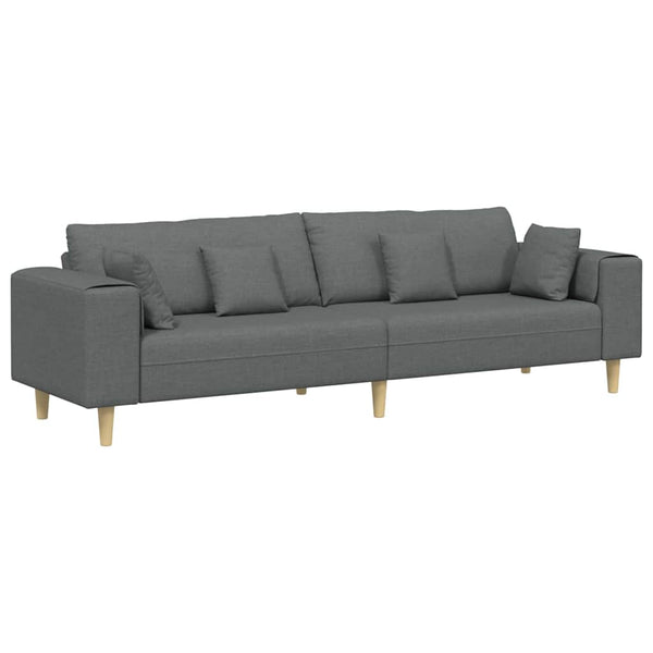 Sofá de Tecido com almofada Cinza Escuro 208 cm tecido