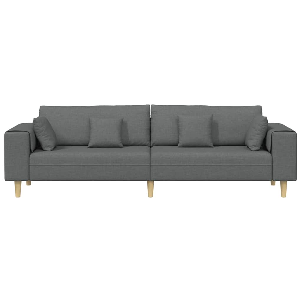 Sofá de Tecido com almofada Cinza Escuro 208 cm tecido