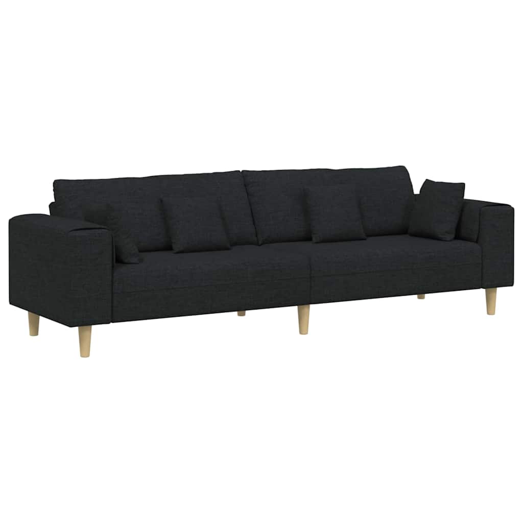 Sofá de Tecido com almofada Preto 208 cm tecido