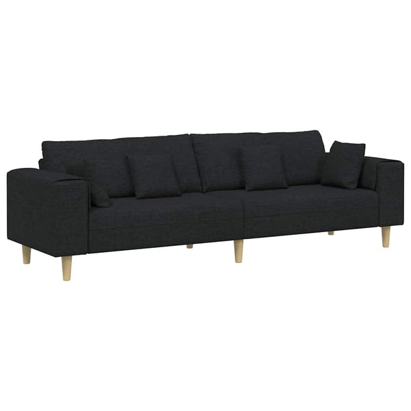 Sofá de Tecido com almofada Preto 208 cm tecido