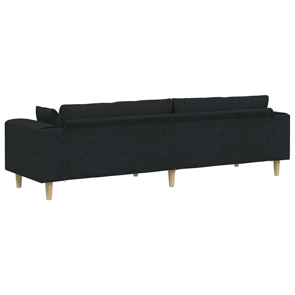 Sofá de Tecido com almofada Preto 208 cm tecido