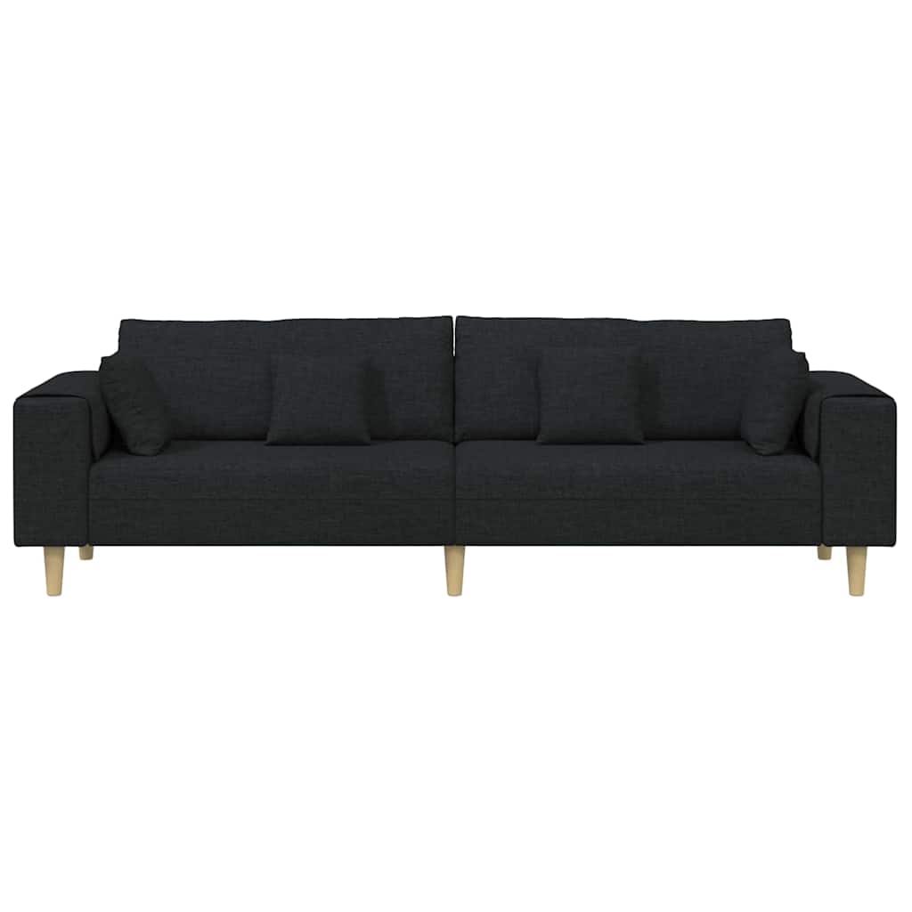 Sofá de Tecido com almofada Preto 208 cm tecido