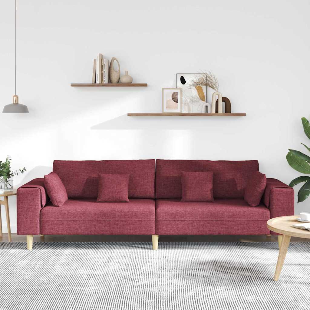 Sofá de Tecido com almofada Vinho Vermelho 208 cm tecido