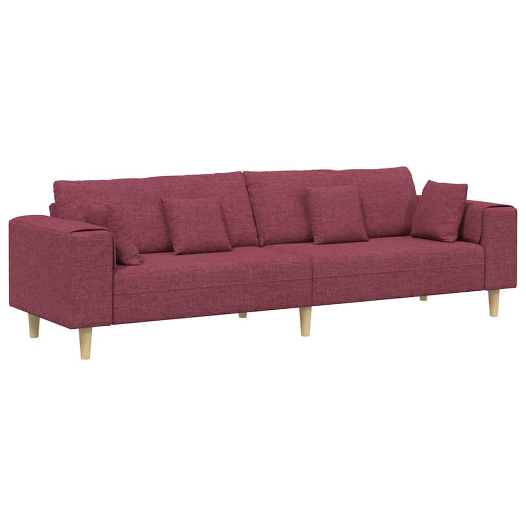 Sofá de Tecido com almofada Vinho Vermelho 208 cm tecido